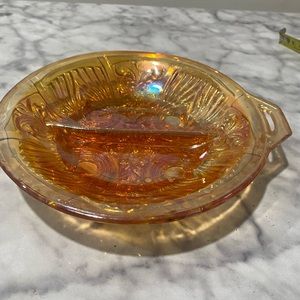 Vintage Killarney Marigold relish dish, divided by Indiana Glass